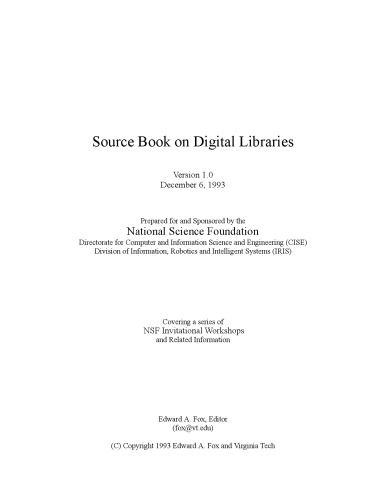 Source Book on Digital Libraries