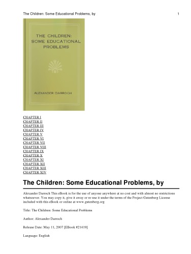 The Children: Some Educational Problems