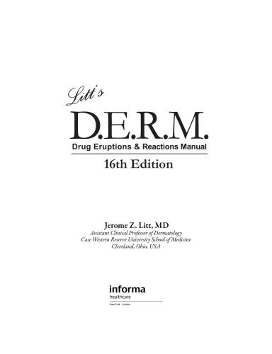 Litt's D.E.R.M. Drug Eruptions & Reactions Manual, 16th Edition