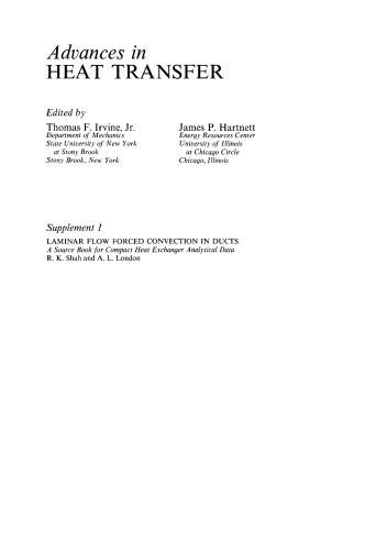 Laminar Flow Forced Convection in Ducts. A Source Book for Compact Heat Exchanger Analytical Data