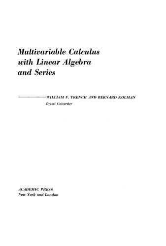 Multivariable Calculus with Linear Algebra and Series