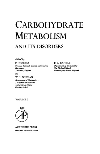 Carbohydrate Metabolism. And its Disorders