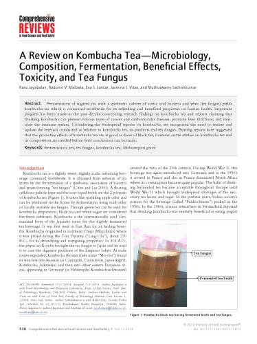 [Article] A Review on Kombucha Tea: Microbiology, Composition, Fermentation, Beneficial Effects, Toxicity, and Tea Fungus