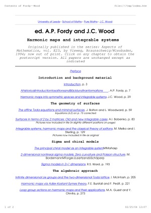 Harmonic maps and integrable systems