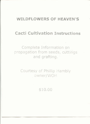 Cacti Cultivation Instructions