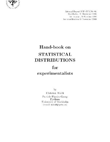 Handbook on statistical distributions for experimentalists