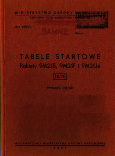 Tabele Startowe Rakety 9M21B, 9M21F i 9M21Je TS75