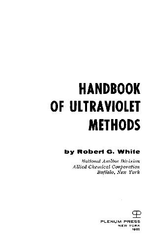 Handbook of Ultraviolet Methods