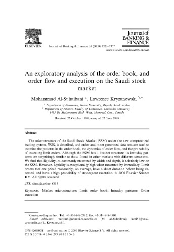 An Exploratory Analysis Of The Order Book, And Order Flow And Execution On The Saudi Stock Market