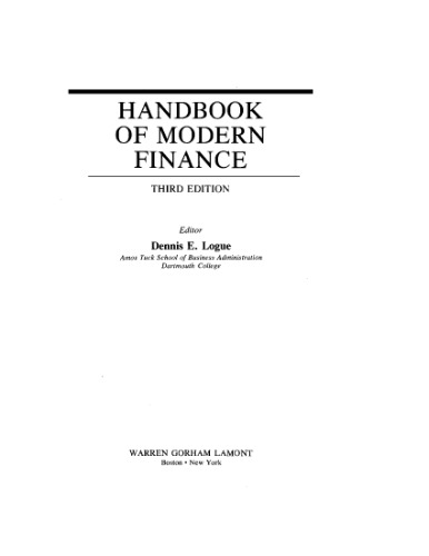 Handbook of Modern Finance - Bond Analysis