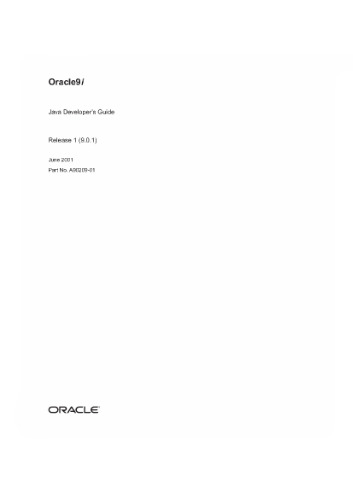 Oracle9i Java Developers Guide (Part No. A90209-01) - (release 9.0.1)