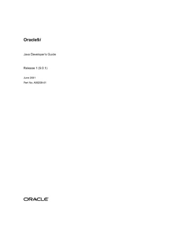 Oracle9i Java Developers Guide (Part No. A90209-01) (Release 9.0.1)