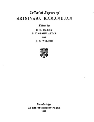 Collected Papers of Srinivasa Ramanujan