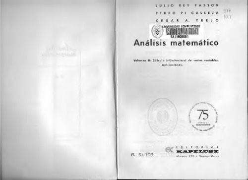 Análisis matemático. Vol. II: Cálculo infinitesimal de varias variables. Aplicaciones. (Spanish)  Mathematical analysis. Vol. II: Infinitesimal calculus of several variables. Applications