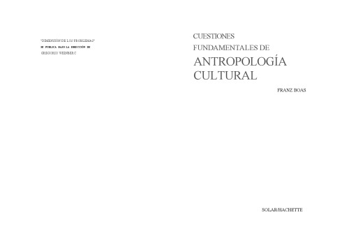 Cuestiones fundamentales en antropología cultural