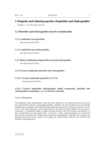 Pnictides and Chalcogenides II: Ternary Lanthanide Chalcogenides, Misfit Compounds, and Ternary Lanthanide Pnictides Containing s- or p-Electron Elements