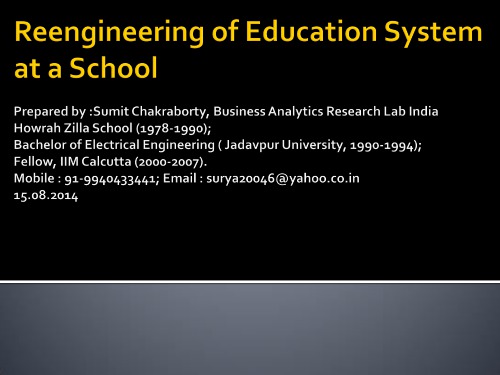 Reengineering of Education System at a School