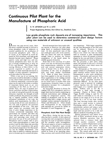 Continuous Pilot Plant for the Manufacture of Phosphoric Acid