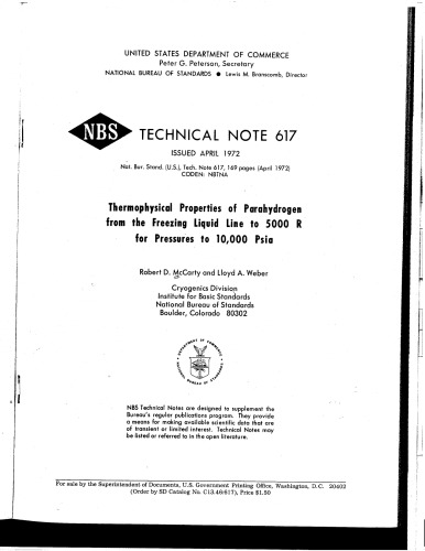 Thermophysical Properties of Parahydrogen from the Freezing Liquid Line to 5000 R for Pressures to 10,000 Psia