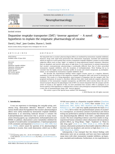 Dopamine reuptake transporter (DAT) ``inverse agonism' - A novel hypothesis to explain the enigmatic pharmacology of cocaine