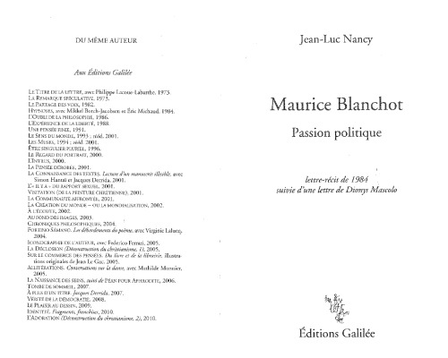 Blanchot, passion politique, lettre-récit