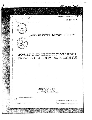 Soviet and Czechoslovakian parapsychology research (U). DST-1810S-387-75