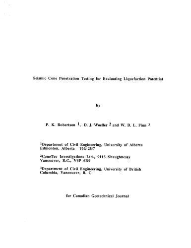 [Article] Seismic cone penetration test for evaluating liquefaction potential under cyclic loading