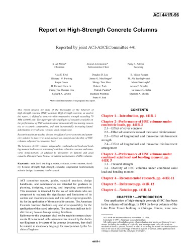 ACI 441R-96: Report on High Strength Concrete Columns