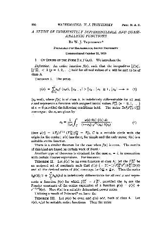 A Study of Indefinitely Differentiable and Quasi-analytic Functions