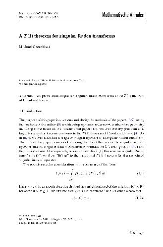 A T(1) theorem for singular Radon transforms