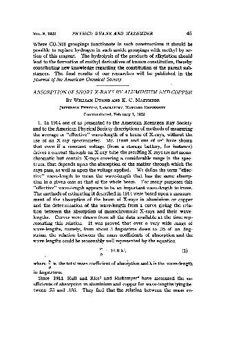 Absorption of Short X-Rays by Aluminium and Copper