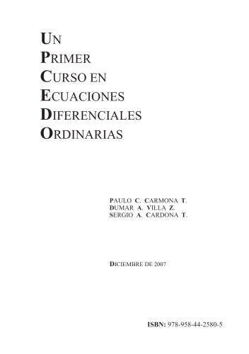 Un Primer Curso en Ecuaciones Diferenciales Ordinarias