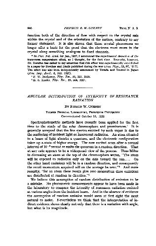 Angular Distribution of Intensity of Resonance Radiation