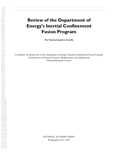 Review of the Department of Energys Inertial Confinement Fusion