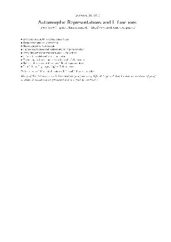 Automorphic Representations and L-functions