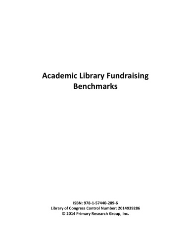 Academic Library Fundraising Benchmarks