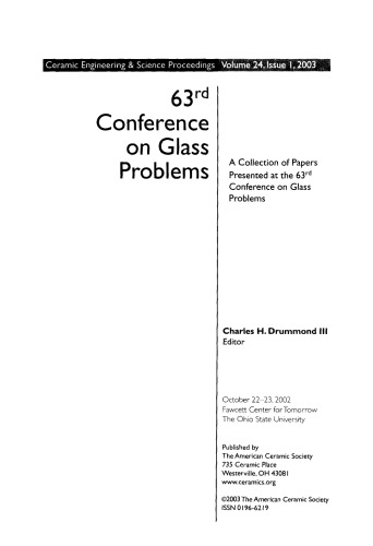 63rd Conference on Glass Problems