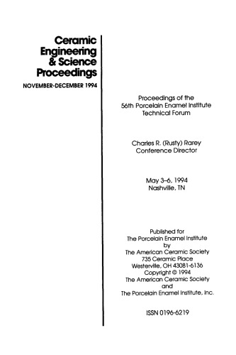 56th Porcelain Enamel Institute Technical Forum. Ceramic Engineering and Science Proceedings, Volume 15, Issue 6