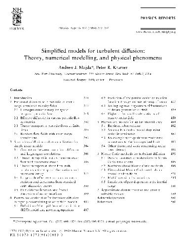 Simplified models for turbulent diffusion: theory, numerical modelling, and physical phenomena