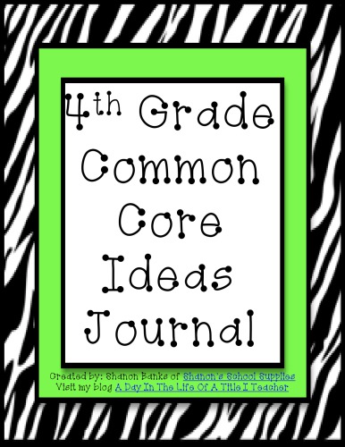 4th Grade Common Core Standards Journal for Teachers--Green Zebra