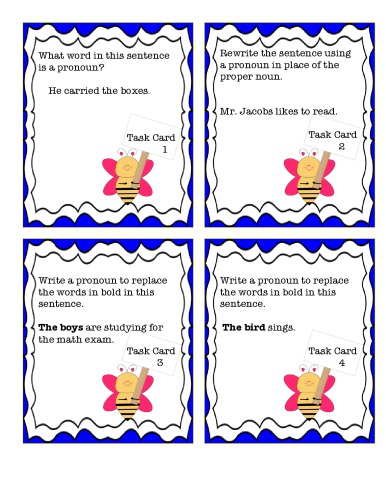 50 Task Cards Grade 3 Pronouns! Common Core!