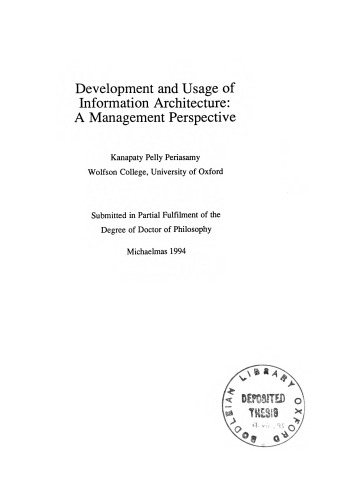 Development and Usage of Information Architecture: A Management Perspective