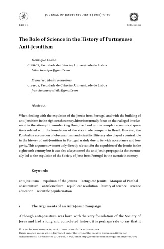 [Article] The Role of Science in the History of Portuguese Anti-Jesuitism