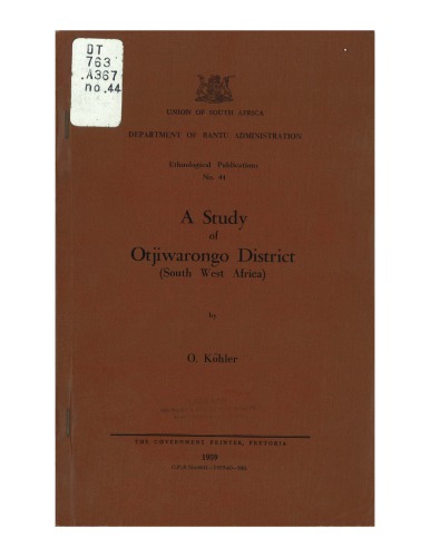 A Study of Otjiwarongo District (South West Africa) (Namibia)