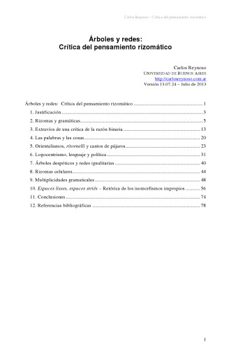 Árboles y redes: Crítica del pensamiento rizomático