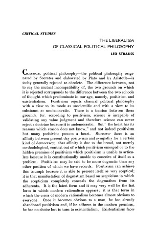 'The Liberalism of Classical Political Philosophy'