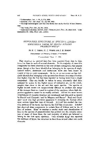 Hyper-Fine Structure in Spectral Lines-Especially Those of Singly Ionized Praseodymium