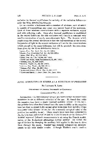 Ionic Mobilities in Ether as a Function of Pressure