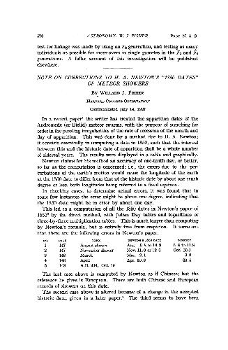 Note on Corrections to H. A. Newtons 1850 Dates of Meteor Showers