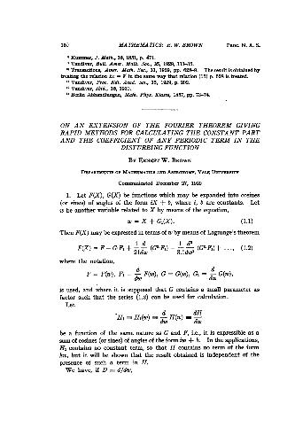 On an Extension of the Fourier Theorem Giving Rapid Methods for Calculating the Constant part and the Coefficient of Any Periodic Term in the Disturbing Function